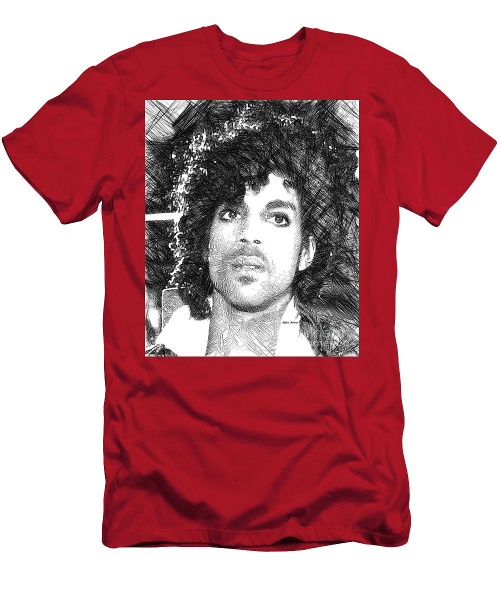 T-shirt pour homme (coupe ajustée) - Prince - Esquisse hommage en noir et blanc 3