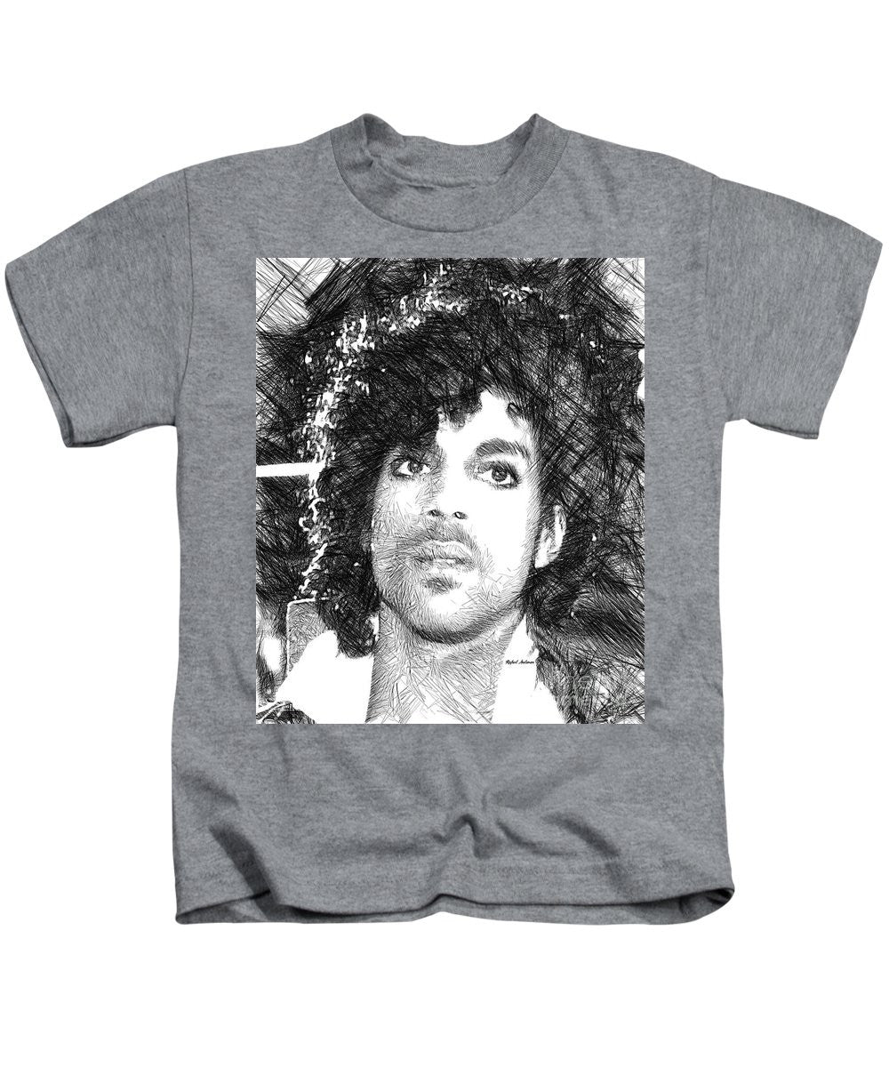 Kids T-Shirt - Prince - Tribute Sketch In Black And White 3