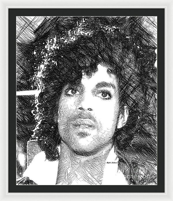 Framed Print - Prince - Tribute Sketch In Black And White 3