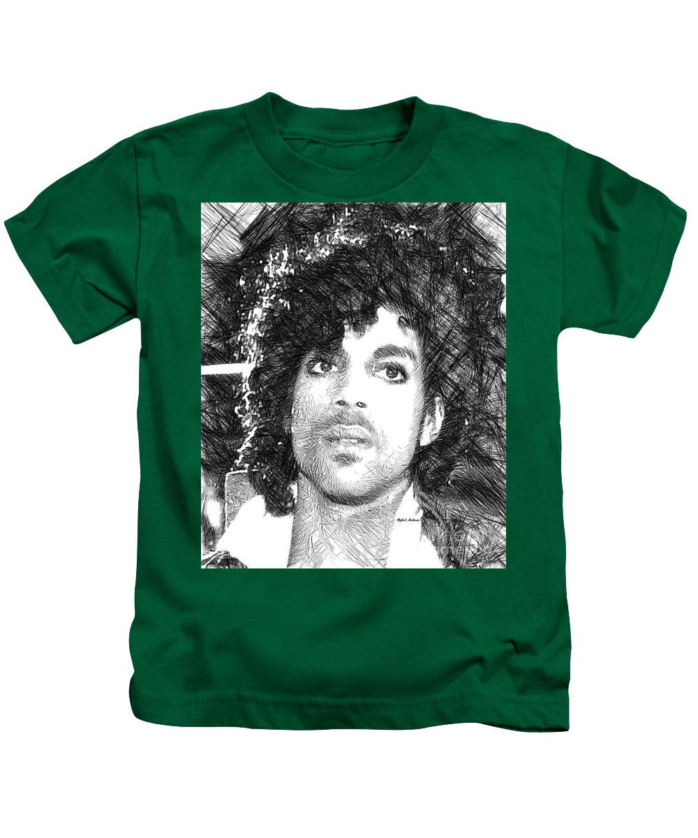 Kids T-Shirt - Prince - Tribute Sketch In Black And White 3