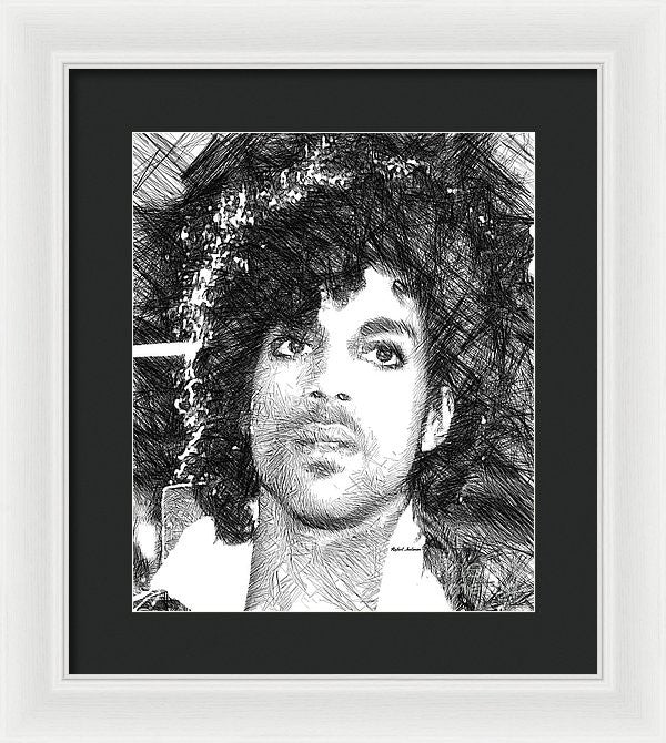 Framed Print - Prince - Tribute Sketch In Black And White 3