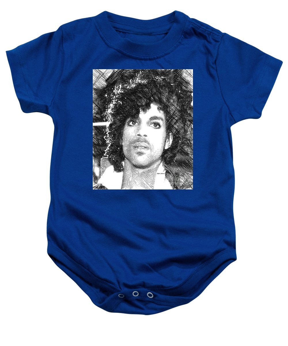 Grenouillère pour bébé - Prince - Esquisse hommage en noir et blanc 3