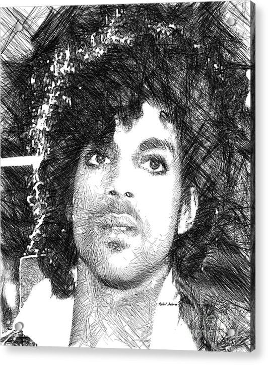 Impression acrylique - Prince - Croquis hommage en noir et blanc 3