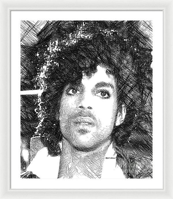 Framed Print - Prince - Tribute Sketch In Black And White 3