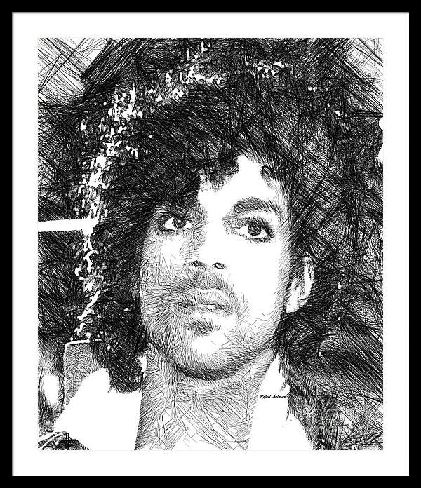 Framed Print - Prince - Tribute Sketch In Black And White 3