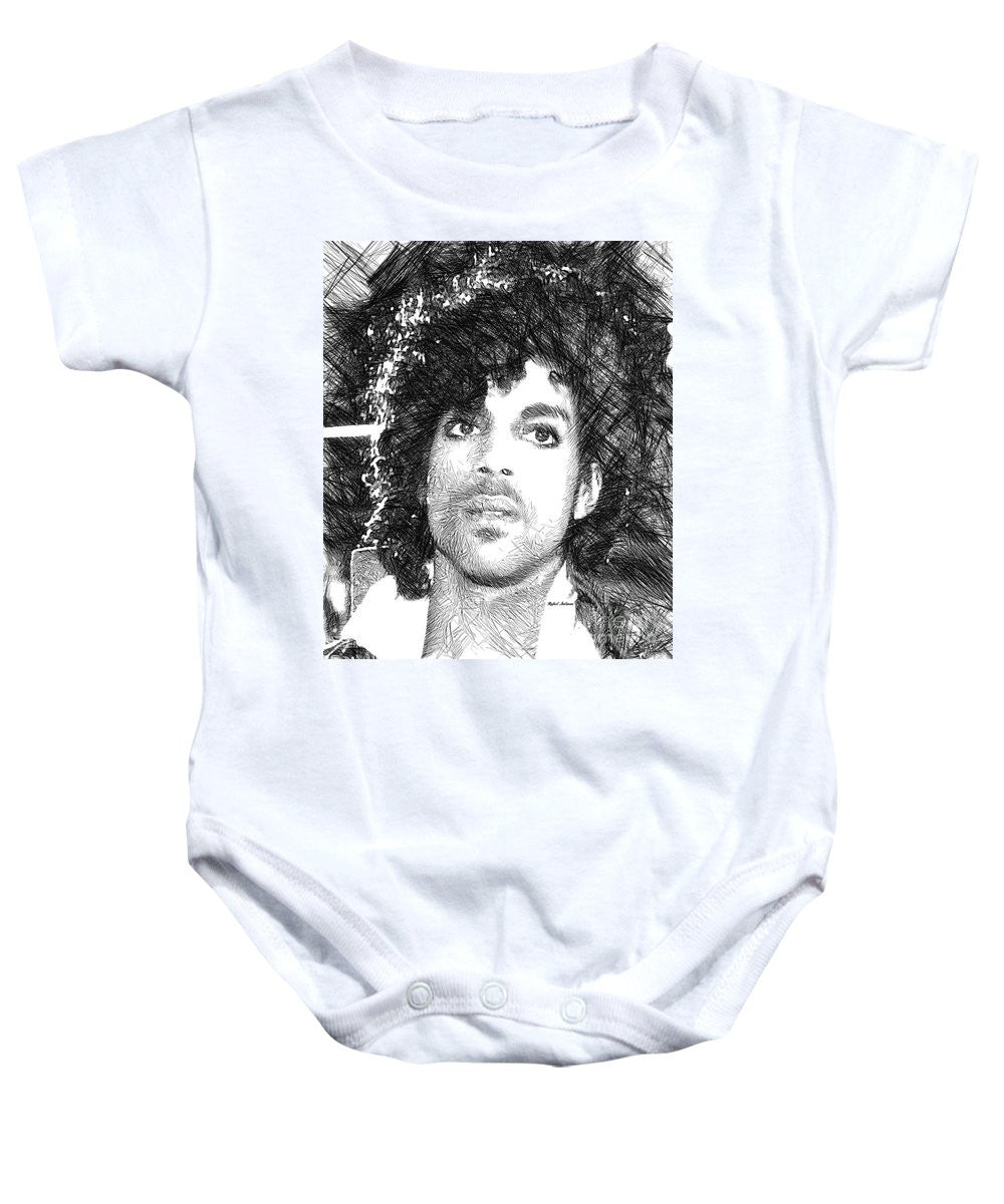 Grenouillère pour bébé - Prince - Esquisse hommage en noir et blanc 3