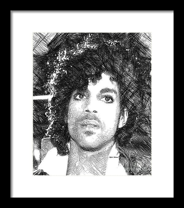 Framed Print - Prince - Tribute Sketch In Black And White 3