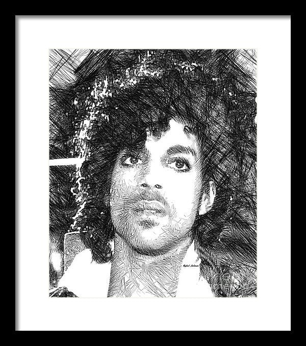 Framed Print - Prince - Tribute Sketch In Black And White 3