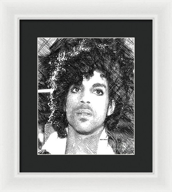 Framed Print - Prince - Tribute Sketch In Black And White 3