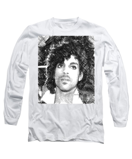 Long Sleeve T-Shirt - Prince - Tribute Sketch In Black And White 3