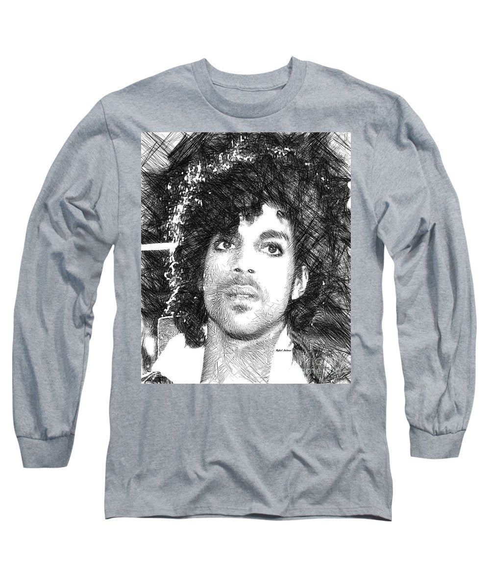 Long Sleeve T-Shirt - Prince - Tribute Sketch In Black And White 3