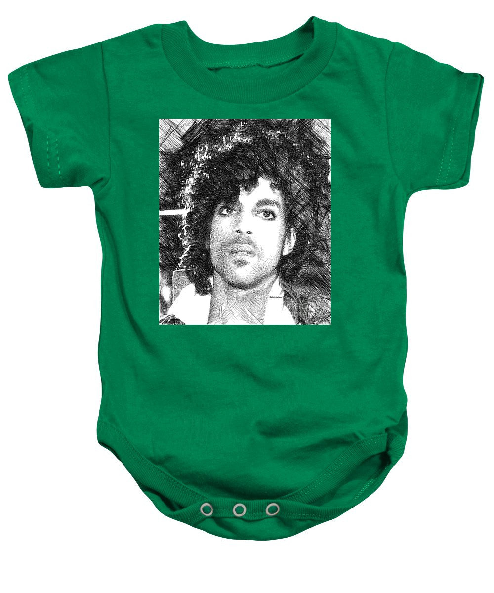 Grenouillère pour bébé - Prince - Esquisse hommage en noir et blanc 3