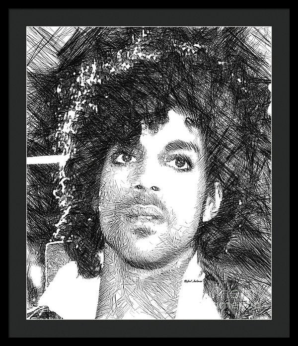 Framed Print - Prince - Tribute Sketch In Black And White 3