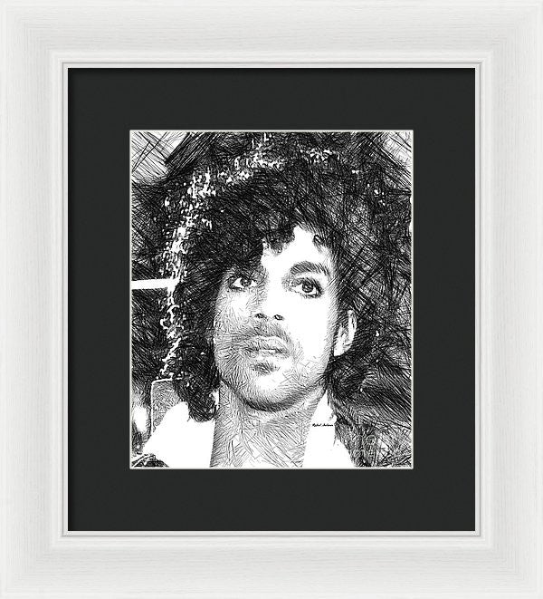 Framed Print - Prince - Tribute Sketch In Black And White 3