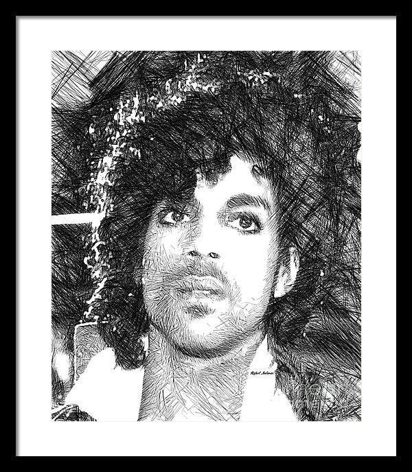 Framed Print - Prince - Tribute Sketch In Black And White 3