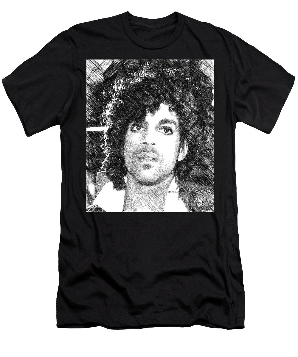 T-shirt pour homme (coupe ajustée) - Prince - Esquisse hommage en noir et blanc 3