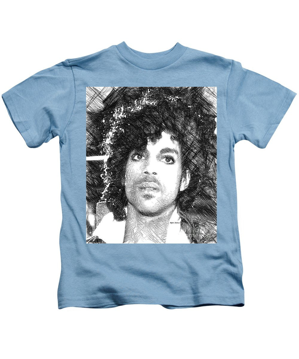 Kids T-Shirt - Prince - Tribute Sketch In Black And White 3