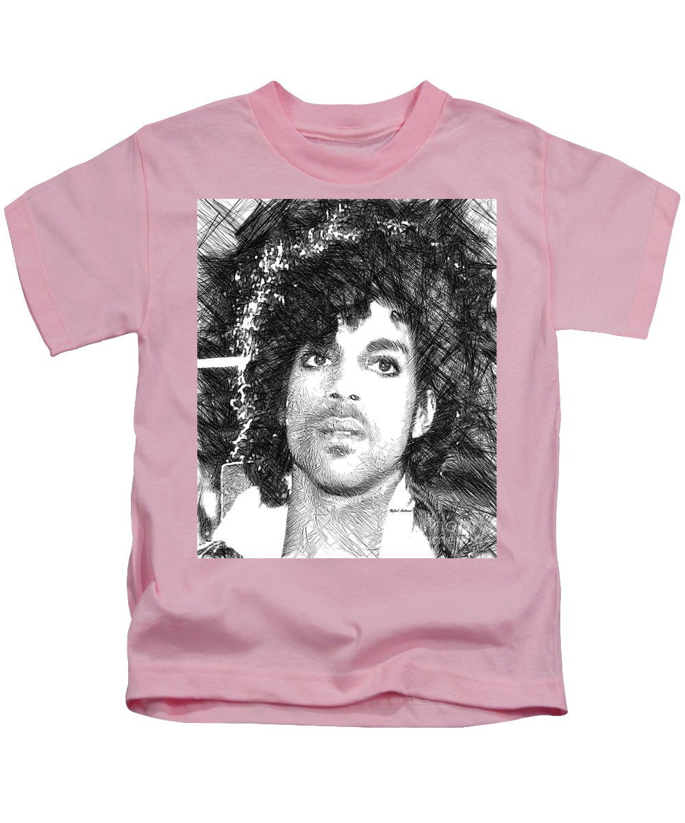 Kids T-Shirt - Prince - Tribute Sketch In Black And White 3