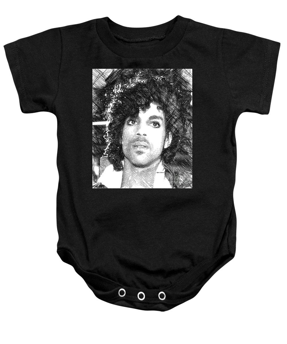 Grenouillère pour bébé - Prince - Esquisse hommage en noir et blanc 3