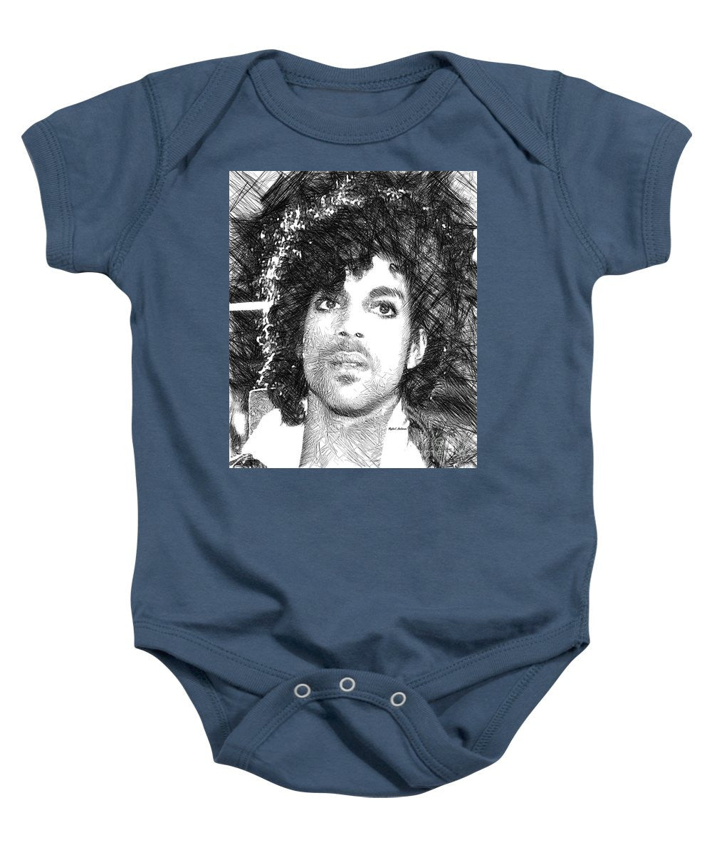 Grenouillère pour bébé - Prince - Esquisse hommage en noir et blanc 3