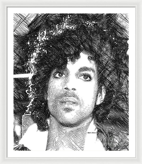 Framed Print - Prince - Tribute Sketch In Black And White 3