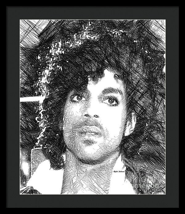 Framed Print - Prince - Tribute Sketch In Black And White 3