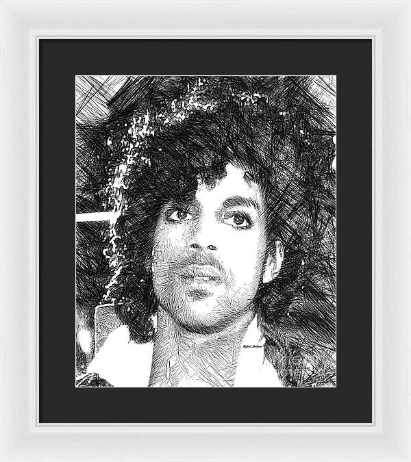 Framed Print - Prince - Tribute Sketch In Black And White 3