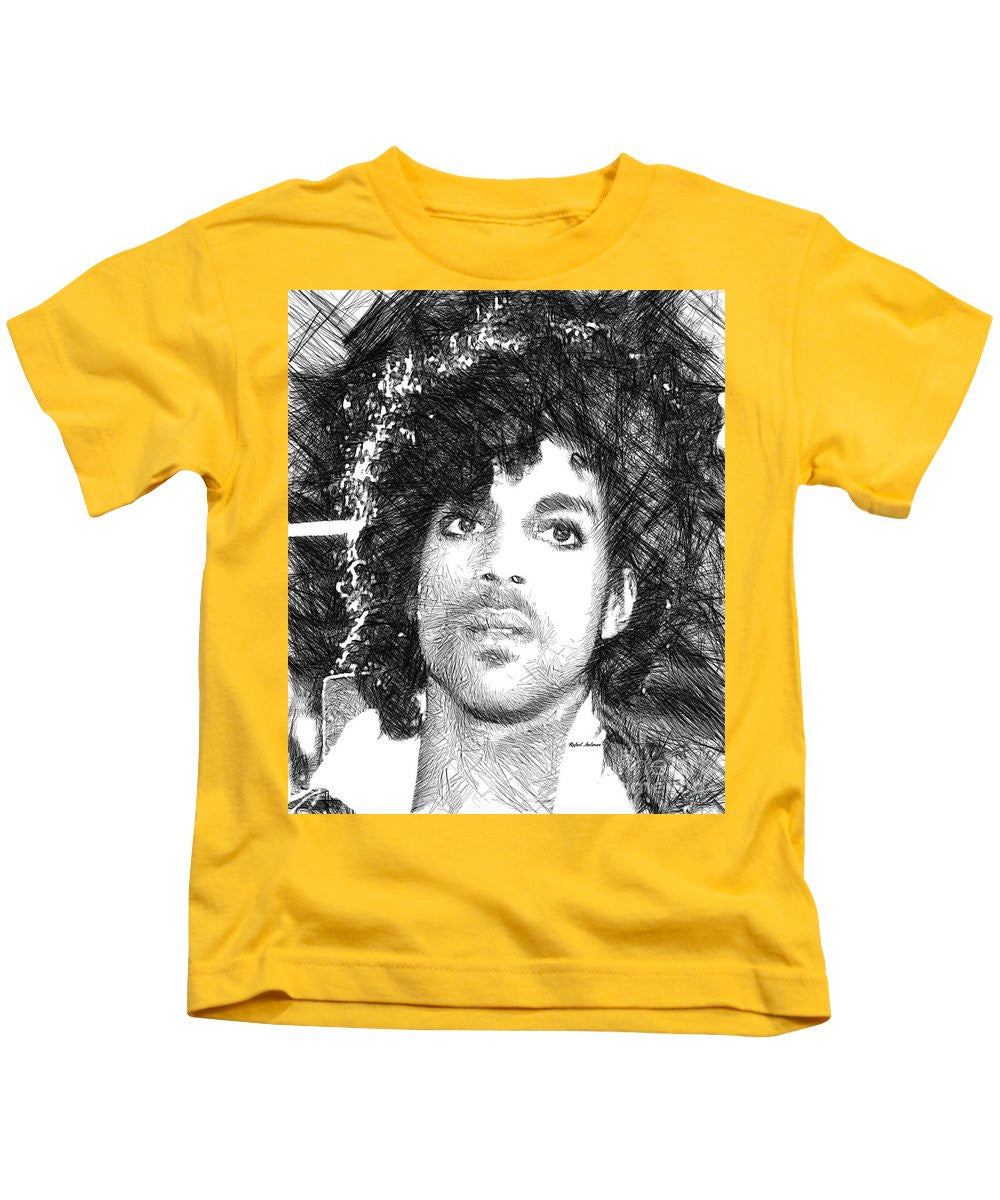 Kids T-Shirt - Prince - Tribute Sketch In Black And White 3