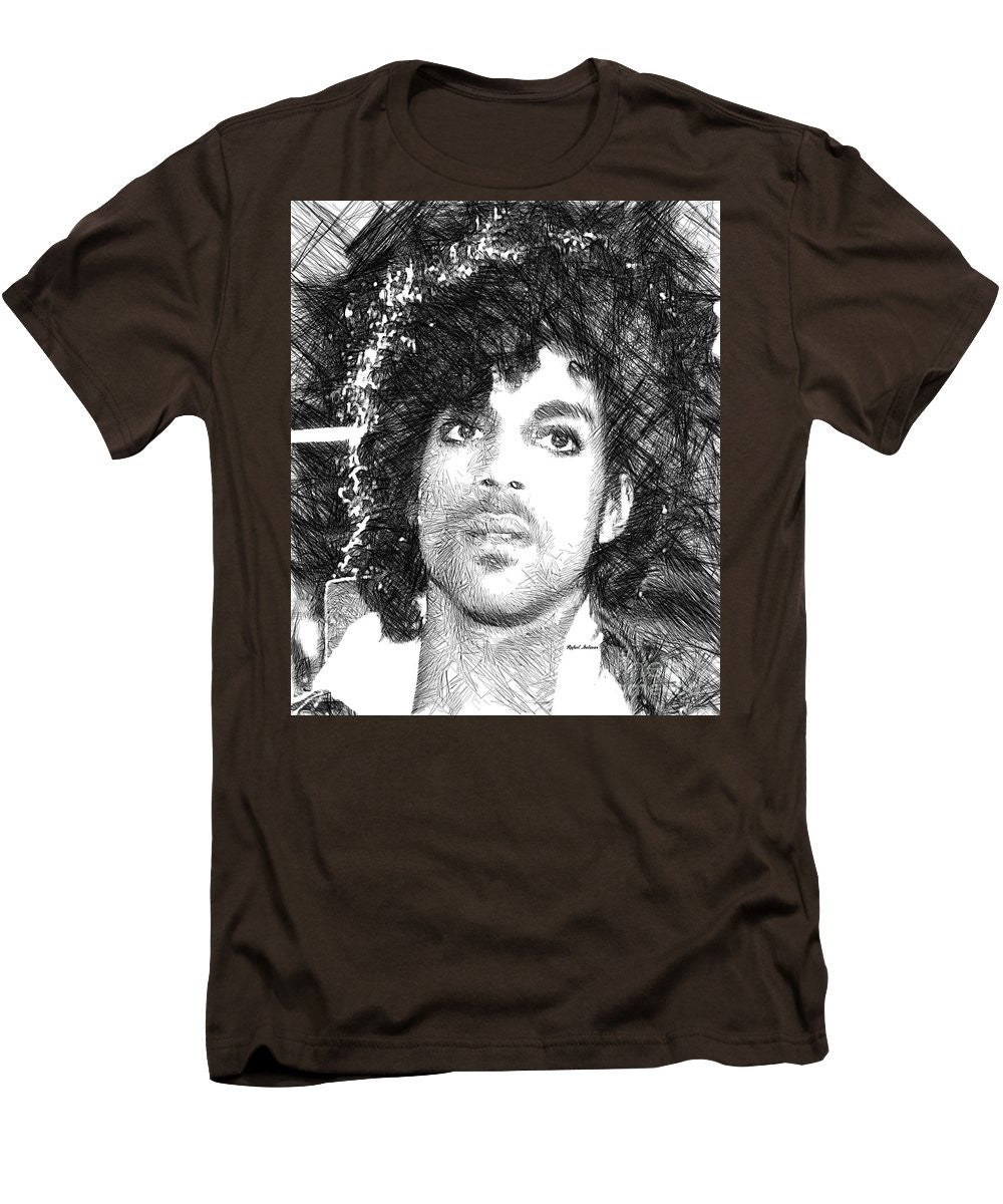 T-shirt pour homme (coupe ajustée) - Prince - Esquisse hommage en noir et blanc 3