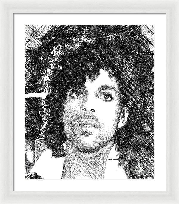 Framed Print - Prince - Tribute Sketch In Black And White 3