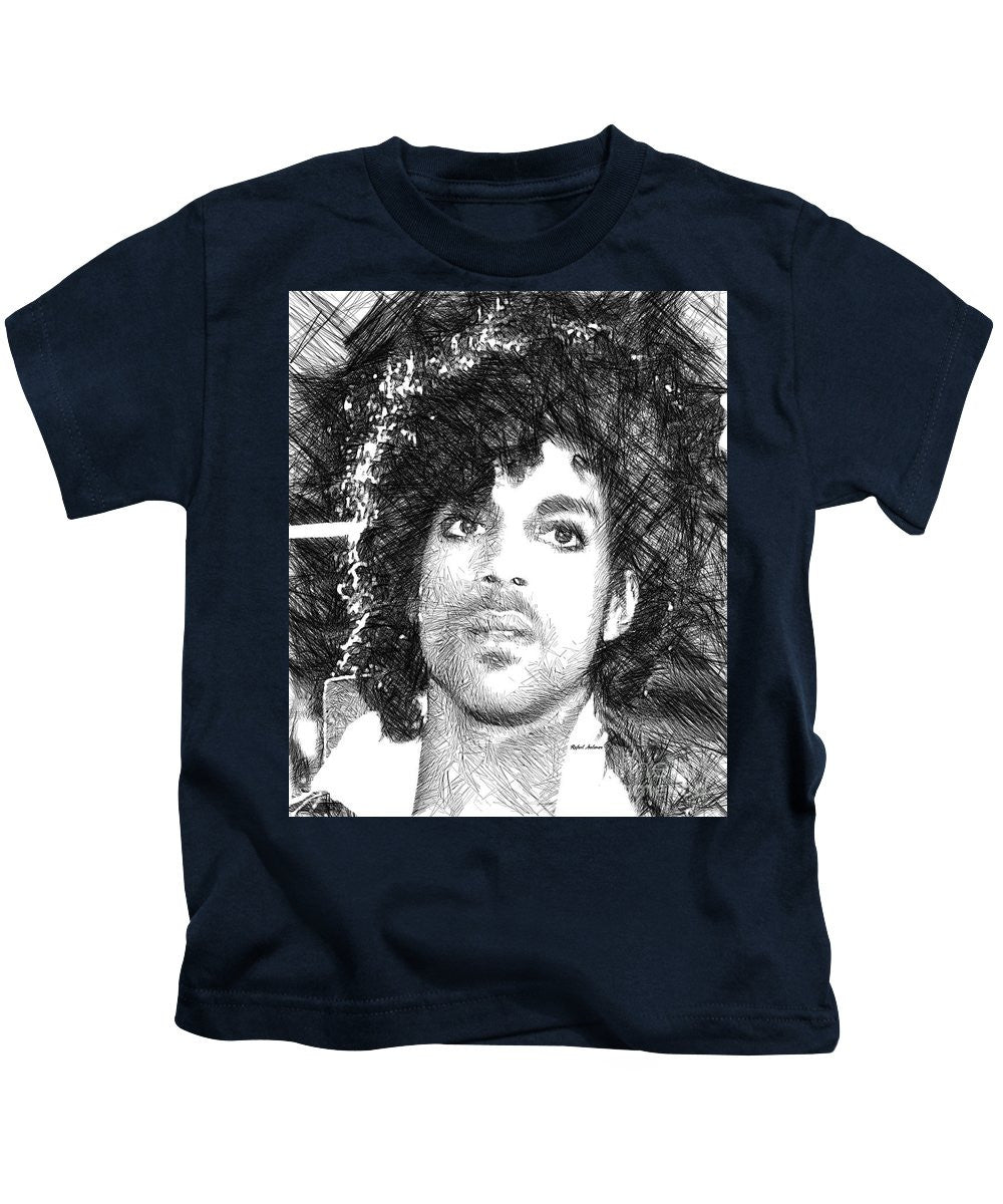 Kids T-Shirt - Prince - Tribute Sketch In Black And White 3