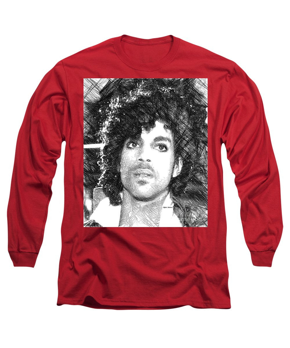 Long Sleeve T-Shirt - Prince - Tribute Sketch In Black And White 3