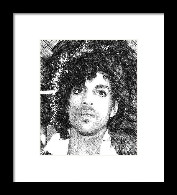 Framed Print - Prince - Tribute Sketch In Black And White 3