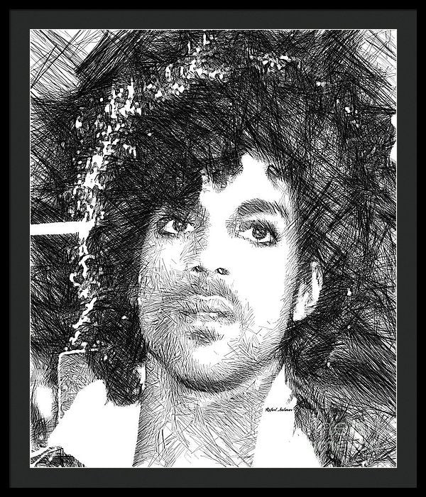 Framed Print - Prince - Tribute Sketch In Black And White 3