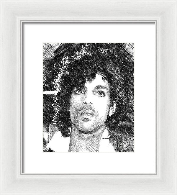 Framed Print - Prince - Tribute Sketch In Black And White 3