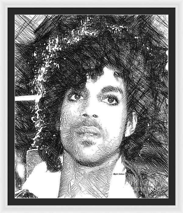 Framed Print - Prince - Tribute Sketch In Black And White 3