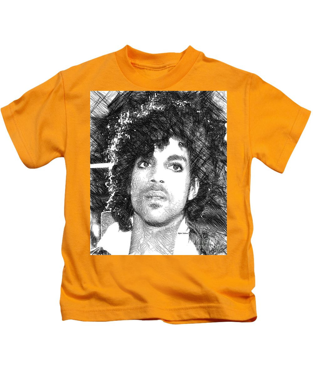 Kids T-Shirt - Prince - Tribute Sketch In Black And White 3