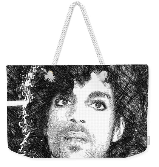 Weekender Tote Bag - Prince - Tribute Sketch In Black And White 3