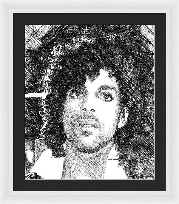 Framed Print - Prince - Tribute Sketch In Black And White 3