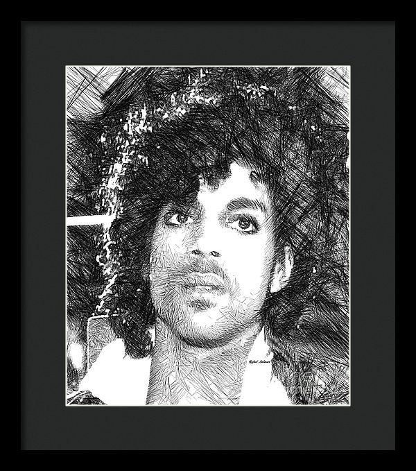 Framed Print - Prince - Tribute Sketch In Black And White 3