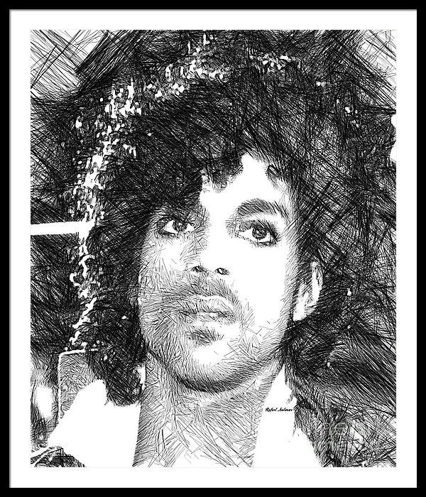 Framed Print - Prince - Tribute Sketch In Black And White 3