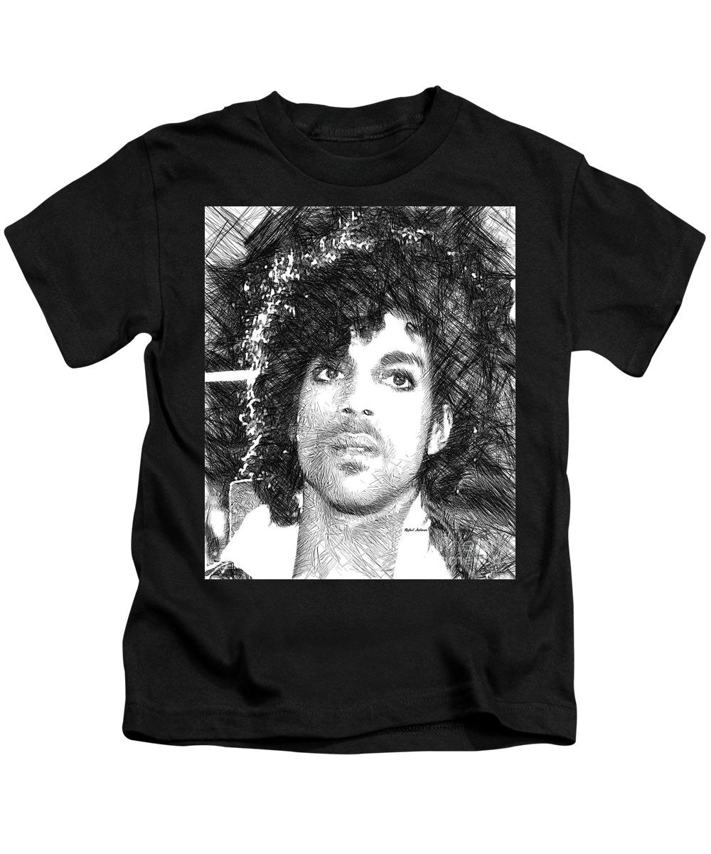 Kids T-Shirt - Prince - Tribute Sketch In Black And White 3