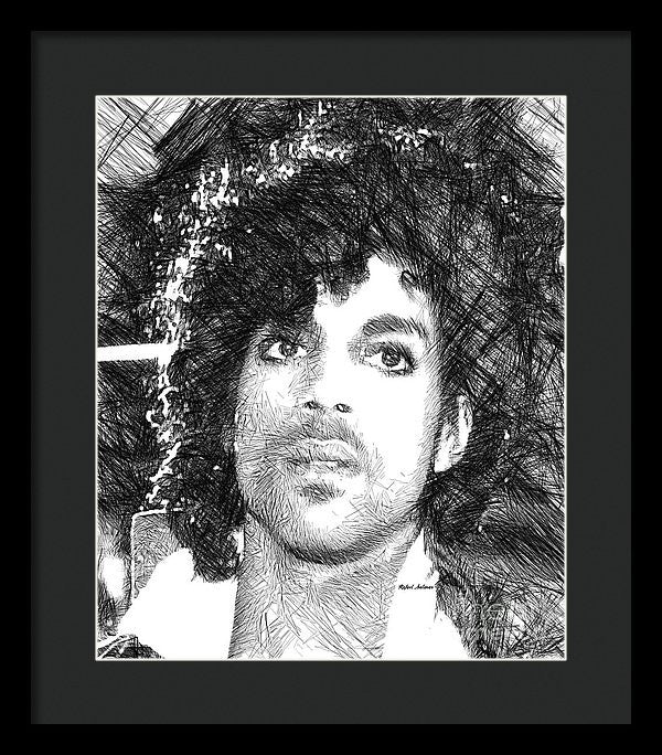 Framed Print - Prince - Tribute Sketch In Black And White 3