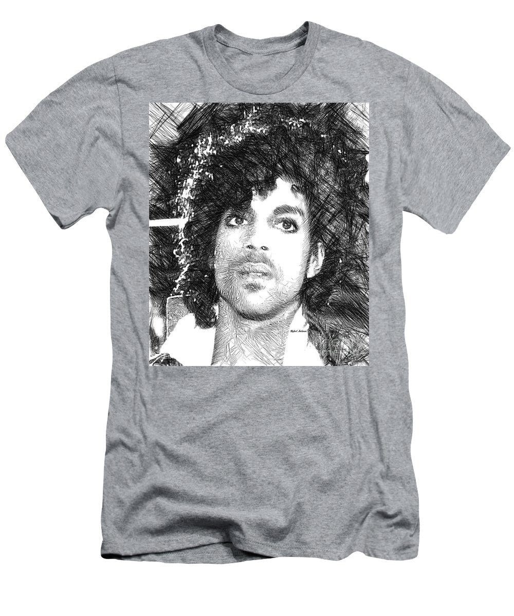 T-shirt pour homme (coupe ajustée) - Prince - Esquisse hommage en noir et blanc 3