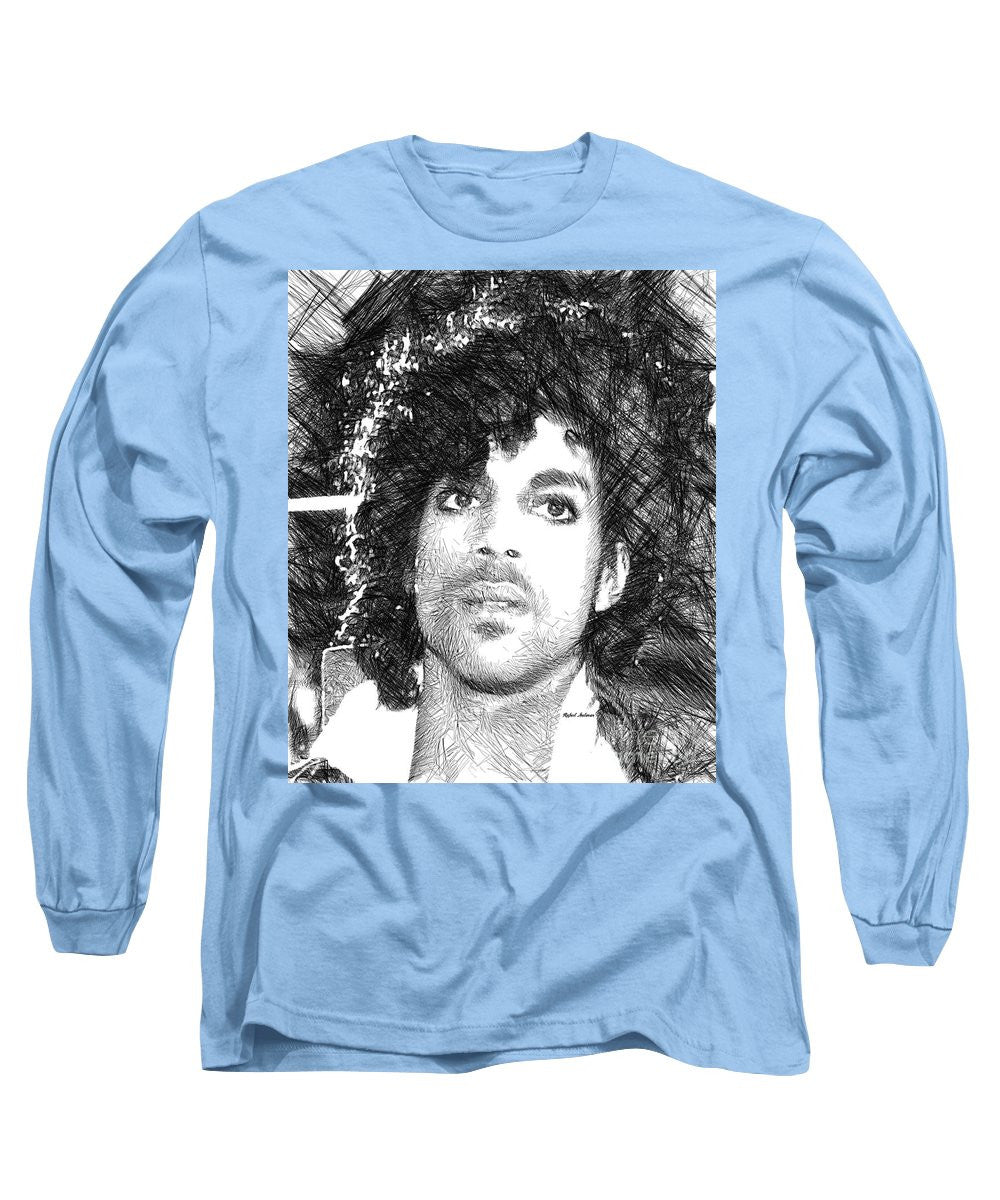 Long Sleeve T-Shirt - Prince - Tribute Sketch In Black And White 3