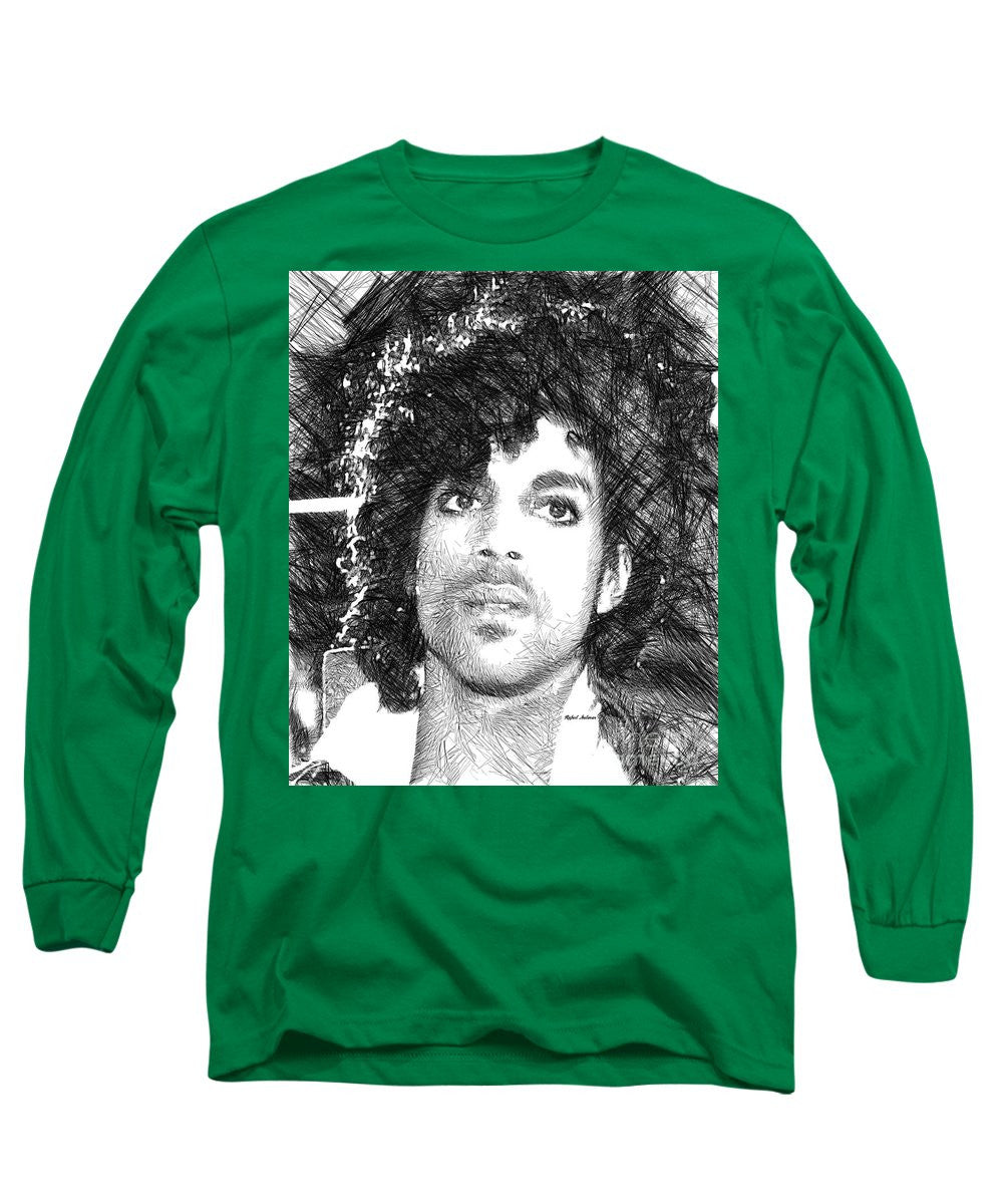 Long Sleeve T-Shirt - Prince - Tribute Sketch In Black And White 3