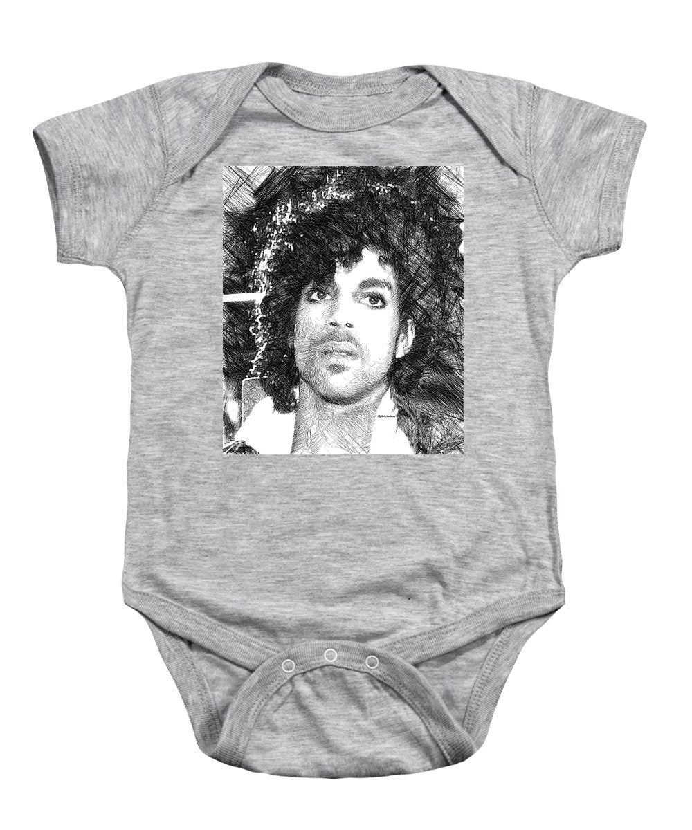 Grenouillère pour bébé - Prince - Esquisse hommage en noir et blanc 3