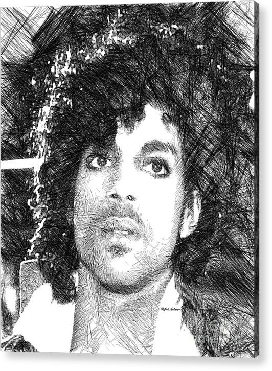 Impression acrylique - Prince - Croquis hommage en noir et blanc 3