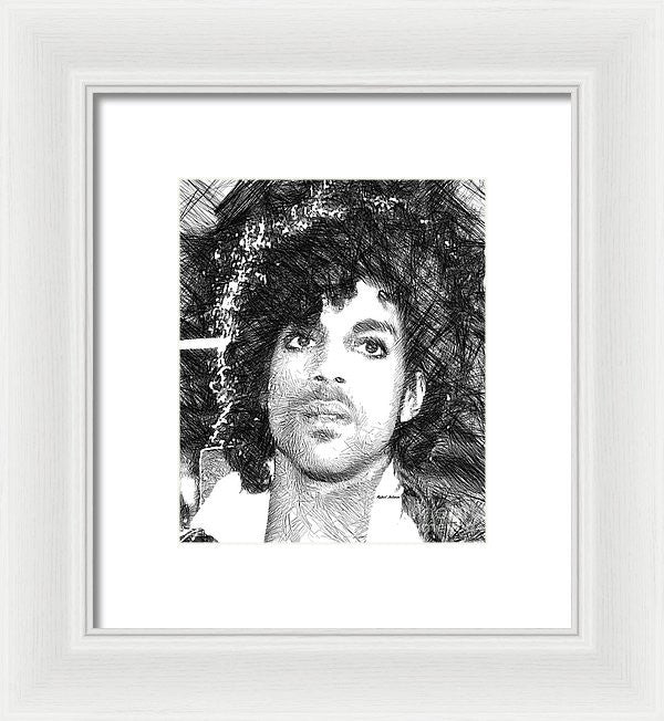 Framed Print - Prince - Tribute Sketch In Black And White 3