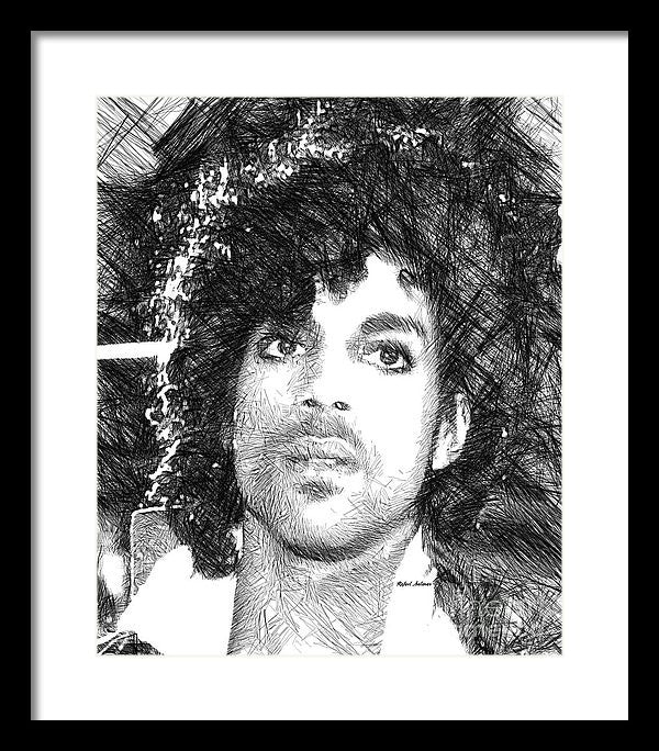 Framed Print - Prince - Tribute Sketch In Black And White 3